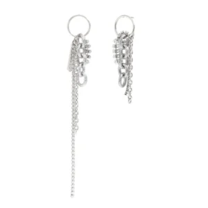 Silver Tassel Asymmetrical Earrings
