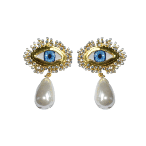 Blue Eyes & Pearls Statement Earrings