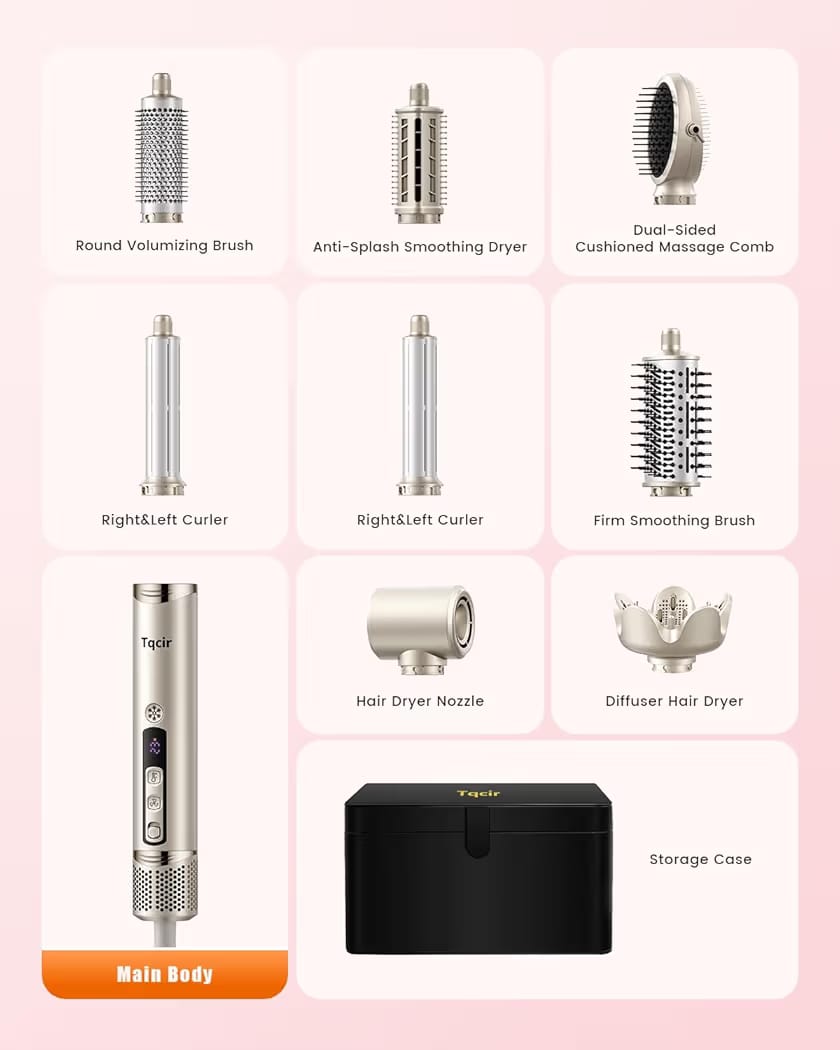 Tqcir 8 in 1 Professional Hot Air Styler & Hair Dryer Brush - Imagen 2