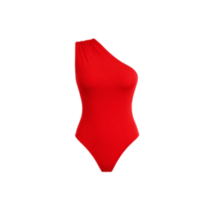 One Shoulder Slim Fit Red Bodysuit