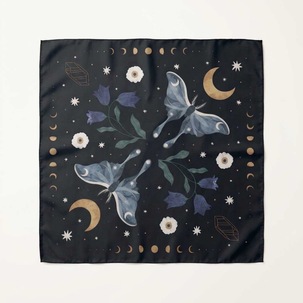 Pañuelo Goddess Provisions - Midnight Moth & Moon